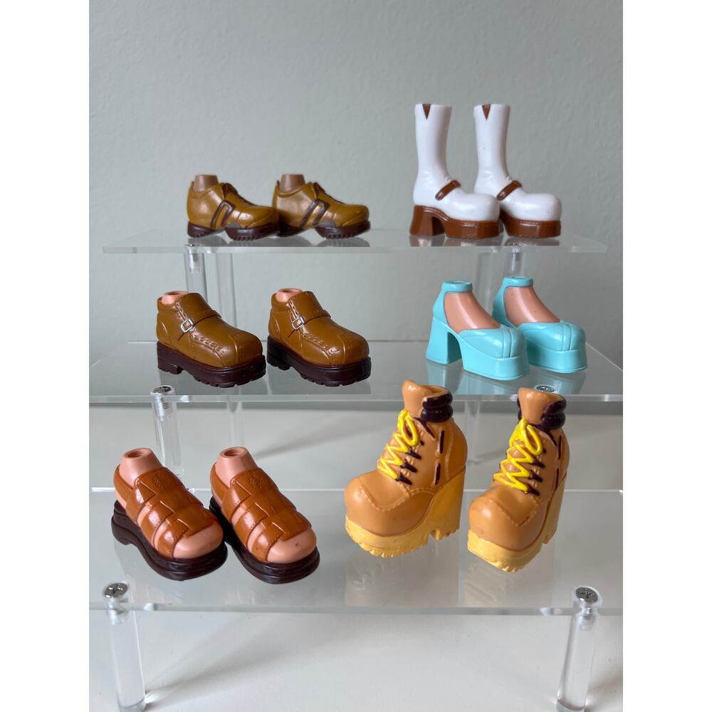 Bratz Fashion Doll Shoes Loafers Wedge Hiking Boots Replacement Lot 6 pairs